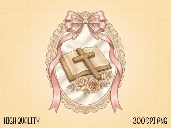 Christian Cross and Bible Illustration for T-Shirt Designs