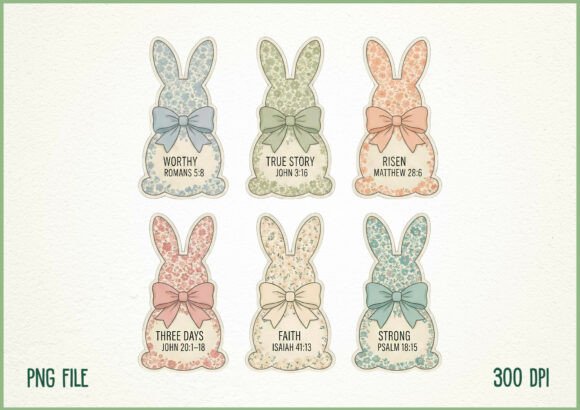 Christian Easter Bunny Scripture Set PNG T-Shirt Designs