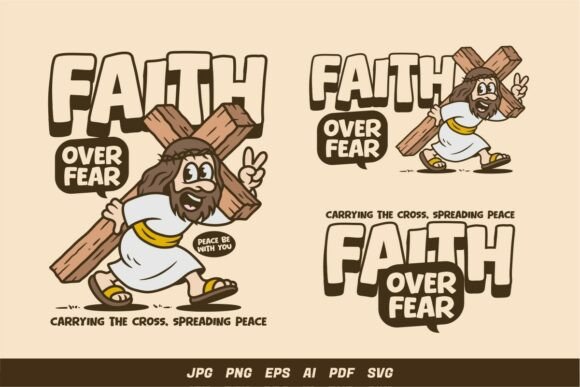 Faith over Fear Jesus Carrying Cross T-Shirt Designs