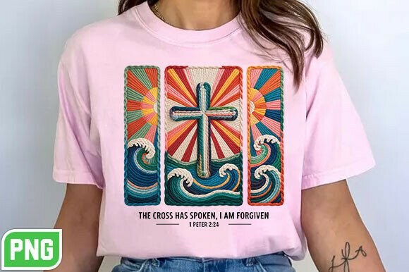 Faux Christian Easter Yarn Crochet PNG for T-Shirt Designs