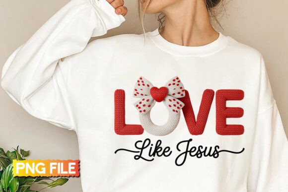 Faux Yarn Love Like Jesus Valentine PNG T-Shirt Designs