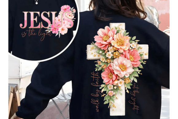 Floral Brushstroke Jesus is the Light T-Shirt Designs