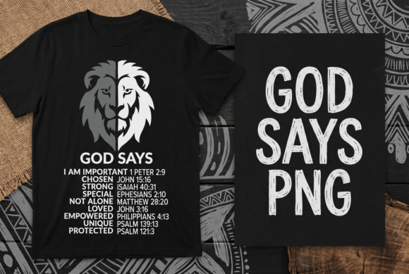 God Says Christian Lion Bible Verse T-Shirt Designs