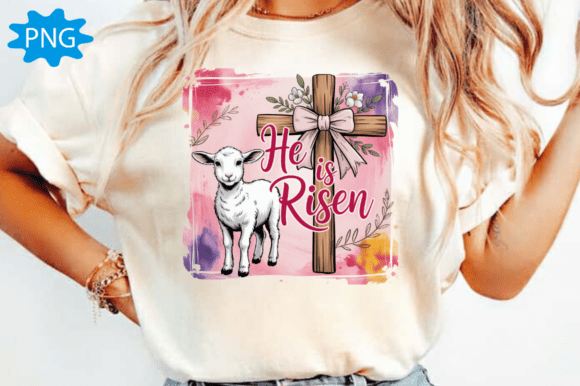 He is Risen Easter PNG, Cross Christian T-Shirt Designs