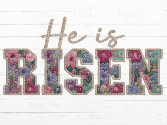 He is RISEN Faux Embroidery Easter Jesus T-Shirt Designs
