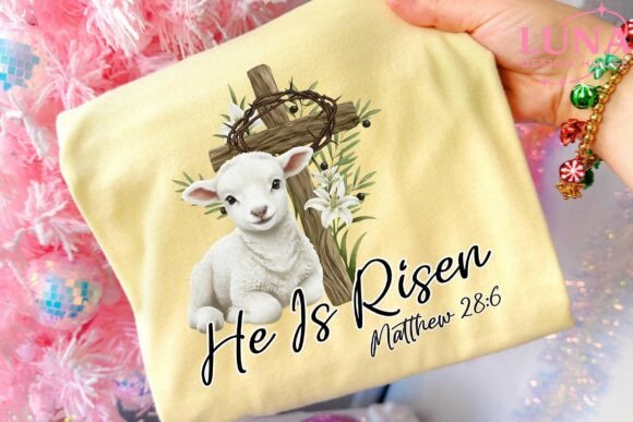 He is Risen PNG: Glitter Easter Jesus T-Shirt Designs
