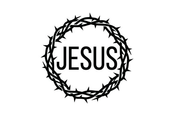 Jesus Crown Thorns Circle Badge T-Shirt Designs