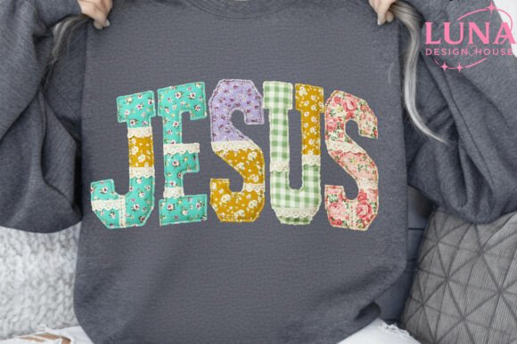 Jesus PNG: Faux Quilted Religious PNG