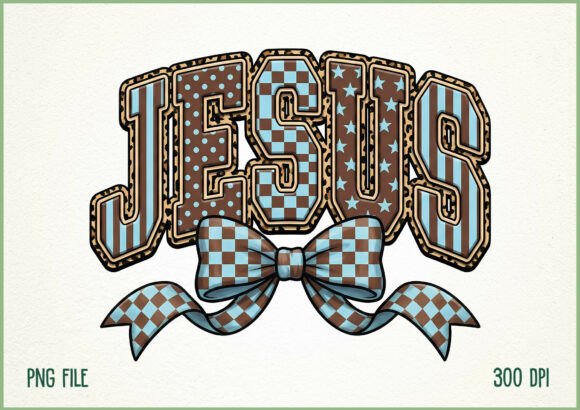 Jesus Western Patchwork Bow Design T-Shirt Designs